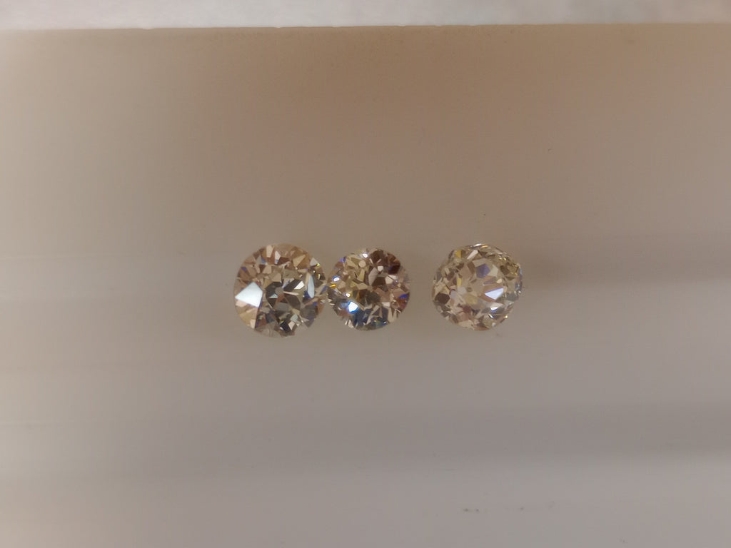 3 Old cut stones, 1.05, 0.73, 0.89 (2.67 CTW) SI+ JKL