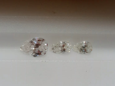 0.84 TCTW Pear Shape Natural Diamonds (3) G-I SI1-SI2