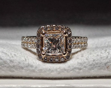 GIA 18K Yellow Gold 2.00 CTW Princess Cut Engagement Ring E I1