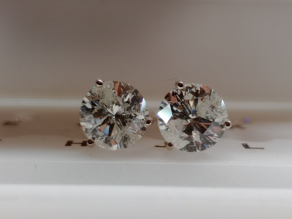 4.20 CTW Natural Round Brilliant Stud Match HIJ I2-I3