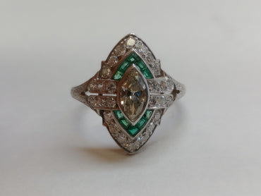 Estimated 0.50 CT Antique MQ Ring