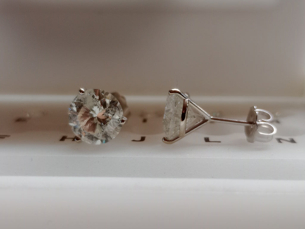 4.20 CTW Natural Round Brilliant Stud Match HIJ I2-I3
