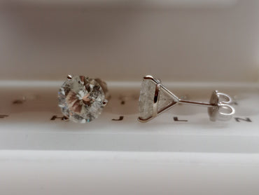 4.20 CTW Natural Round Brilliant Stud Match HIJ I2-I3