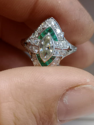 Estimated 0.50 CT Antique MQ Ring