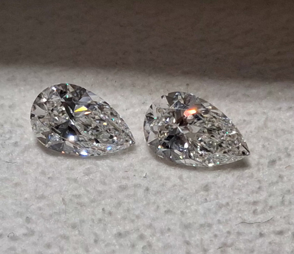 GIA 1.00 CTW Natural Pear Match E-F SI2 EX EX