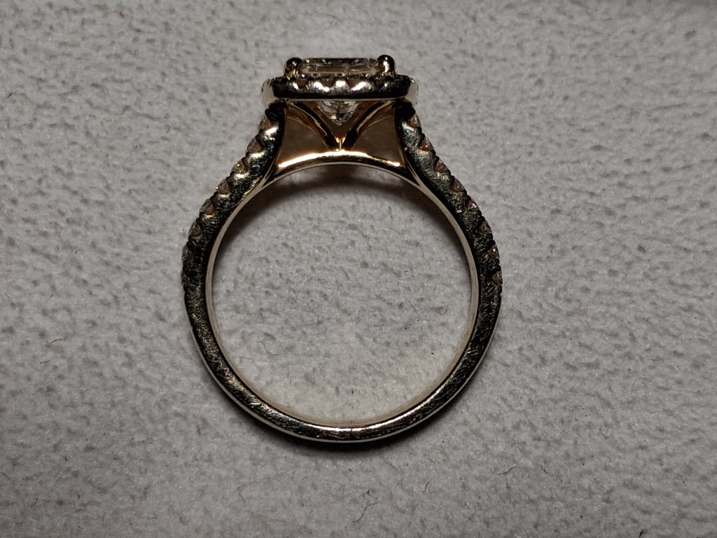 GIA 18K Yellow Gold 2.00 CTW Princess Cut Engagement Ring E I1