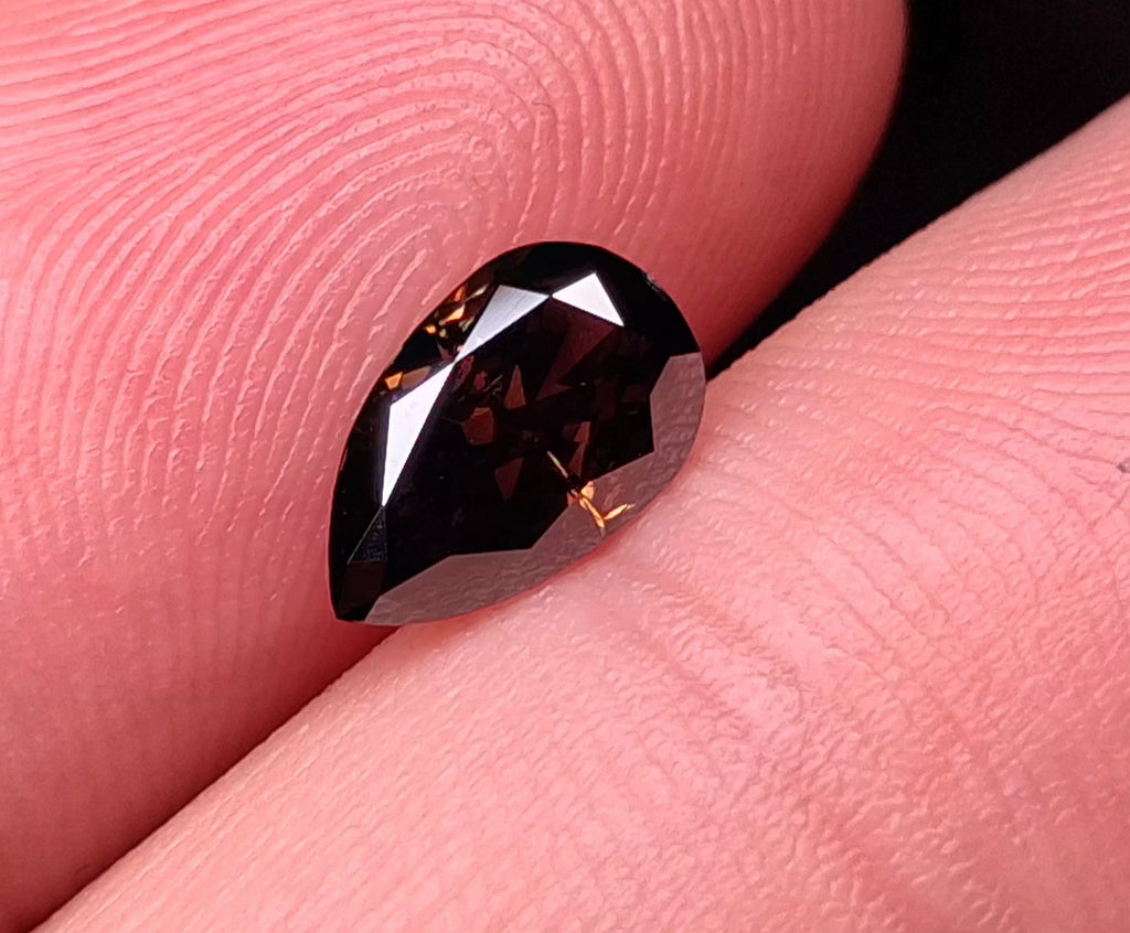 1.01 CT Natural Dark Orangish-Red SI+ Pear Cut Diamond