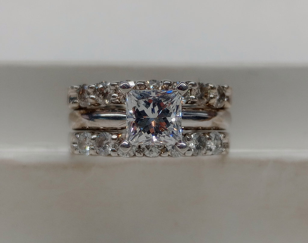 1.08 CT GIA Princess Cut Natural Diamond Ring E SI1