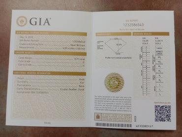 0.91 Heart shaped Natural Cut Diamonds D I1