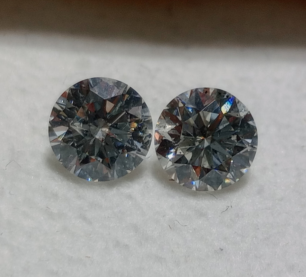 1.95 CTTW Round Brilliant Natural Diamond Matched Pair G-H SI2-I1