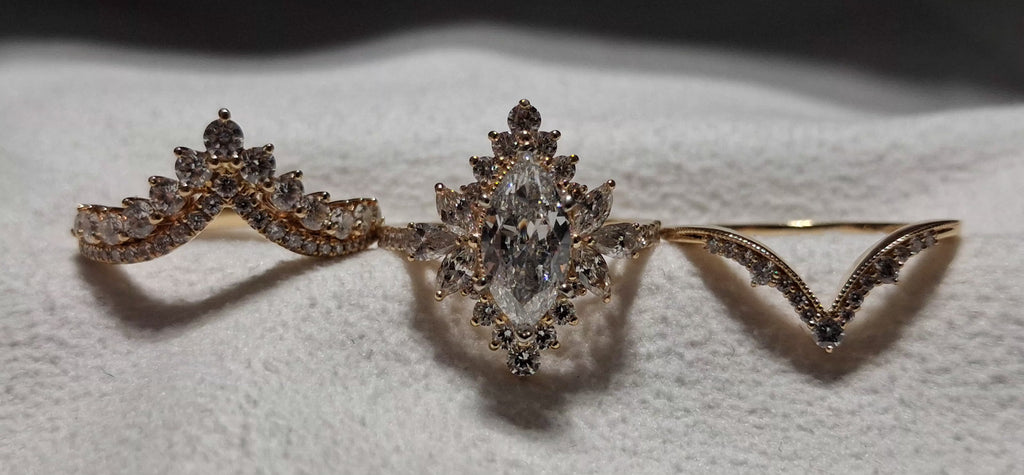 GIA 14k Yellow Gold Natural Marquise Engagement Set E I1