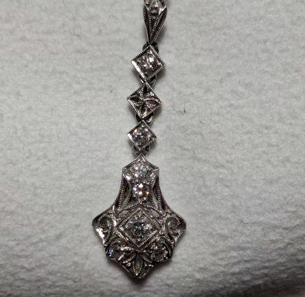 Antique Platinum Necklace 4.97 Grams - .50CTTW Natural Old Cuts