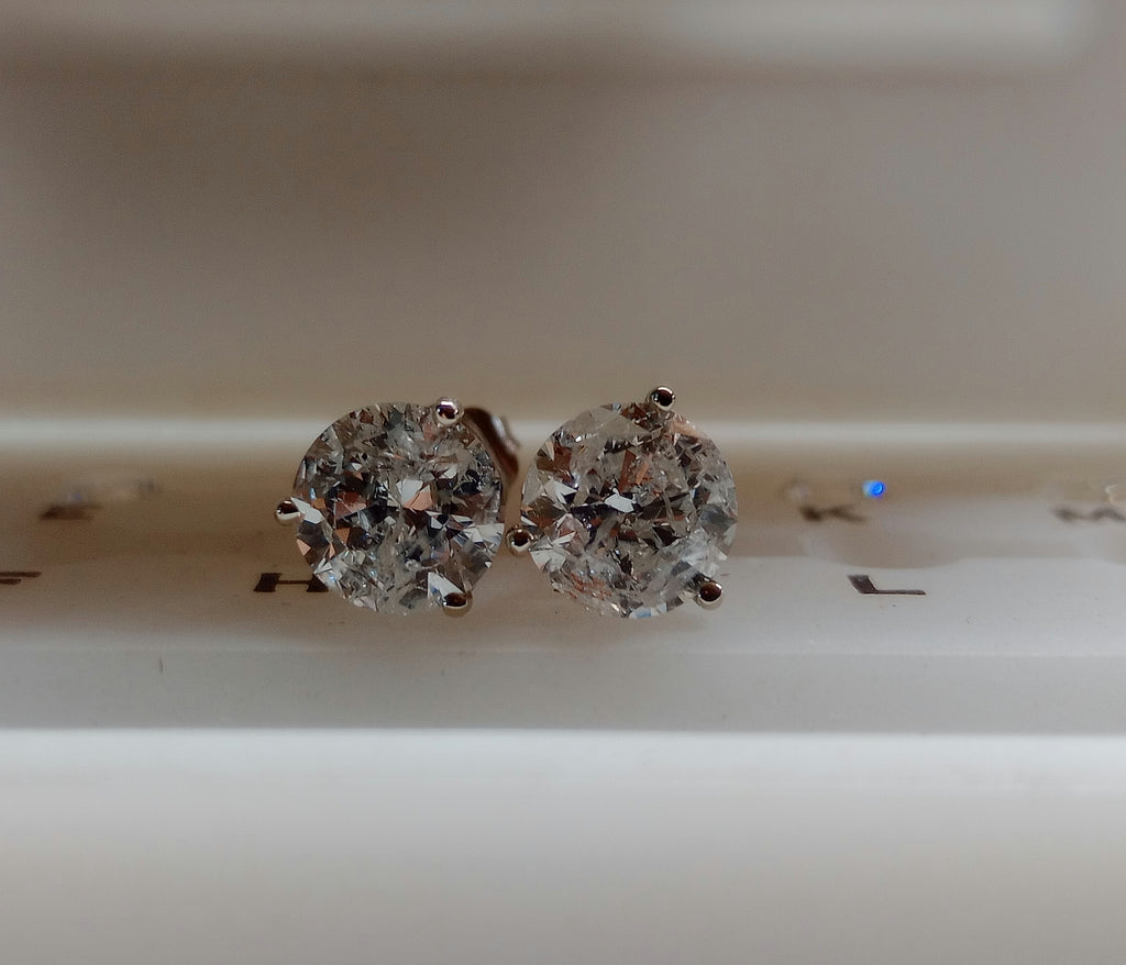 3.32 CTW Natural Round Brilliant Stud Match GHI I2-I3