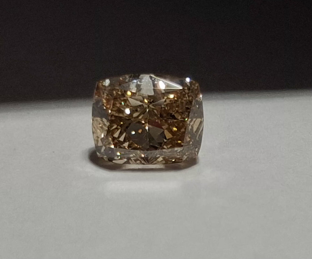 GIA 1.09 CT Natural Cushion Fancy Light Yellowish Brown VS1