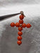 14k YG Coral beaded cross pendant