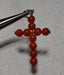 14k YG Coral beaded cross pendant